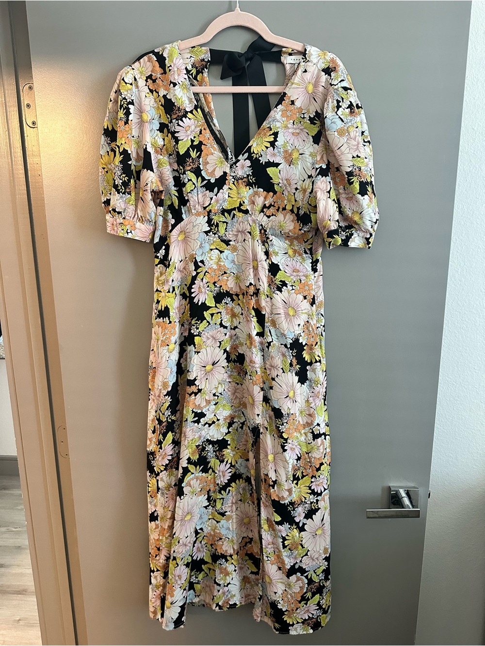 Topshop Floral 70s Midi Dress Size 8 - Picture 3 of 8